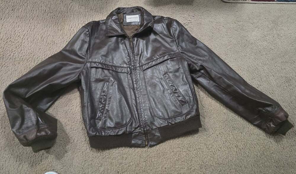 Vintage Saddlery Sportswear 80s Mens Sz 46 XL Brown Leather Jacket Made In USA